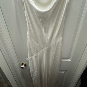 BHLDN Ivory Satin Cowl Neck Dress